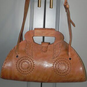 Artisan Leather Shoulder Bag Hand stamped/Tooled in Mexico